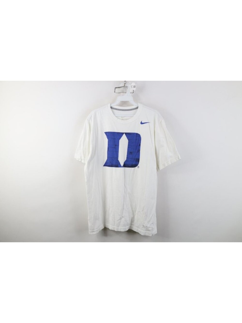 Nike Mens Large Duke University Basketball Short Sleeve T-Shirt White Cotton